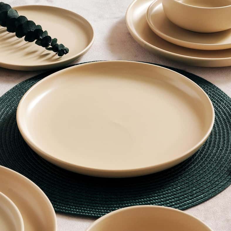 Pan Home طقم عشاء بيفين 18 قطعة من الخزف - كريمي - Image 4