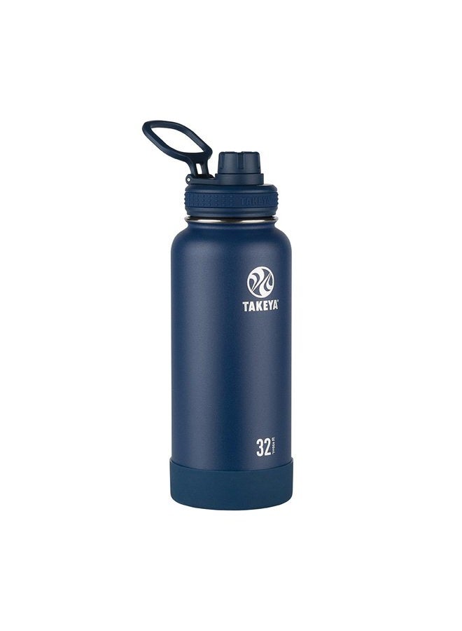 Takeya Actives Water Bottle with Spout Lid - Bottle with Double Stainless Steel Insulation - Dishwasher Safe & BPA-Free - Bottle with Spout Lid & Removable Bumper - 32 oz, Midnight Blue  - Image 1