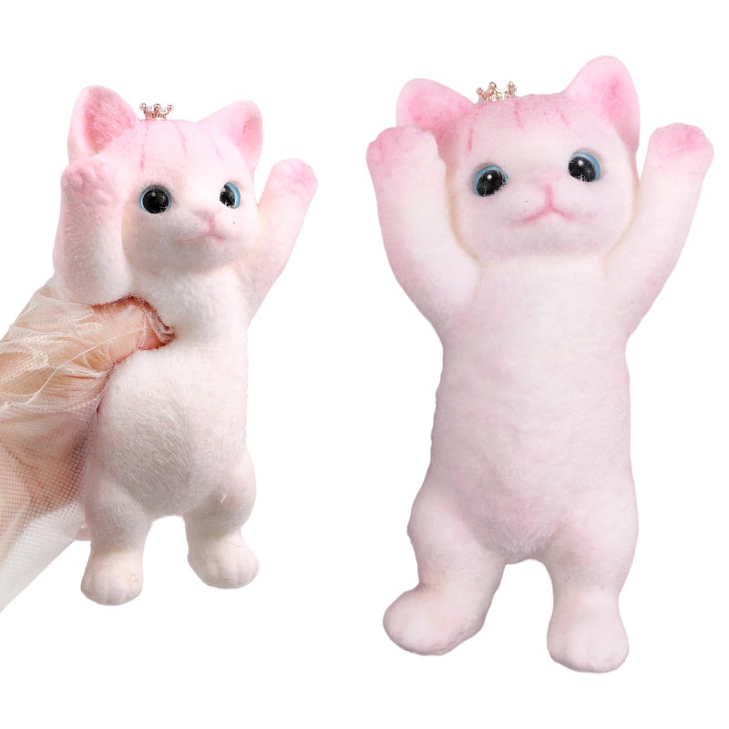 YVBBHE Big Hand Painted Cat Squishy Toysï¼ŒLarge Cute Ultra Soft Kitty Squeeze Fidget Toys for Stress Relief ,Kawaii Squishies Sticky Animal Toys for Adults Kids,Decompression Sensory Balls Toys for Autism - Image 1