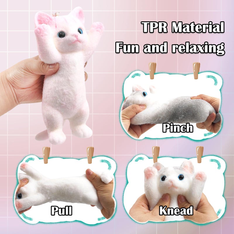 YVBBHE Big Hand Painted Cat Squishy Toysï¼ŒLarge Cute Ultra Soft Kitty Squeeze Fidget Toys for Stress Relief ,Kawaii Squishies Sticky Animal Toys for Adults Kids,Decompression Sensory Balls Toys for Autism - Image 3