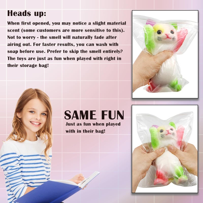 YVBBHE Big Hand Painted Cat Squishy Toysï¼ŒLarge Cute Ultra Soft Kitty Squeeze Fidget Toys for Stress Relief ,Kawaii Squishies Sticky Animal Toys for Adults Kids,Decompression Sensory Balls Toys for Autism - Image 4