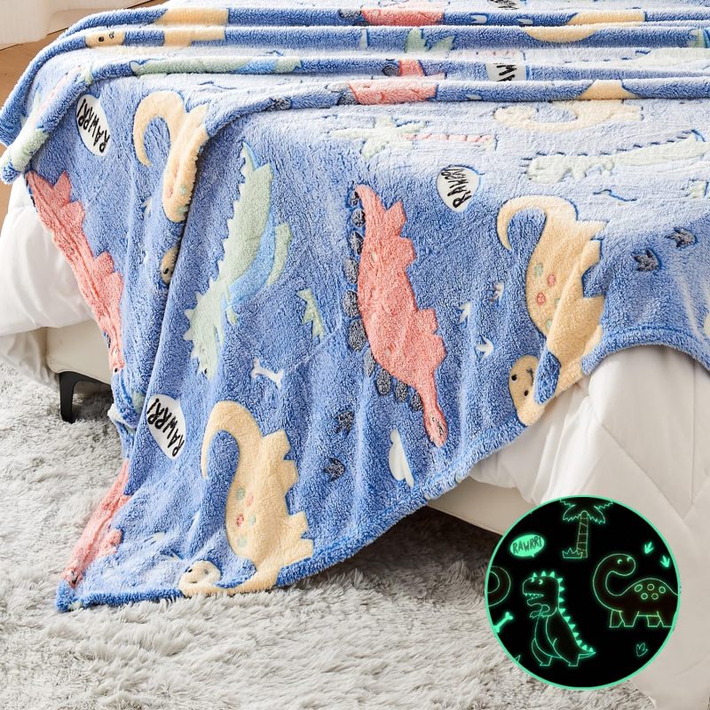 Glow In The Dark Blanket - Dinosaur Throw Blanket For Kids - Image 5