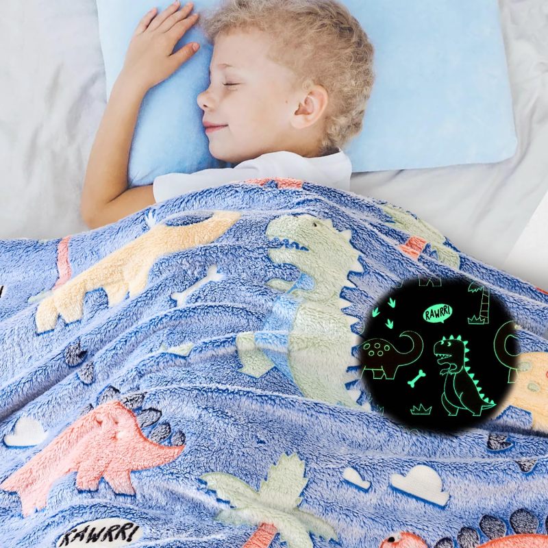 Glow In The Dark Blanket - Dinosaur Throw Blanket For Kids - Image 2
