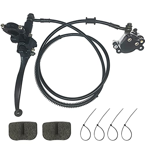HOLATO 50 Inch Upgraded Hydraulic Brake Master Cylinder Caliper System with Brake Pads for 97cc 2.8HP Baja DoodleBug Dirt Bug DB30 Blitz Mini Bike Mini Moto On Left 7/8" Handlebars Parts (BLACK) - Image 1