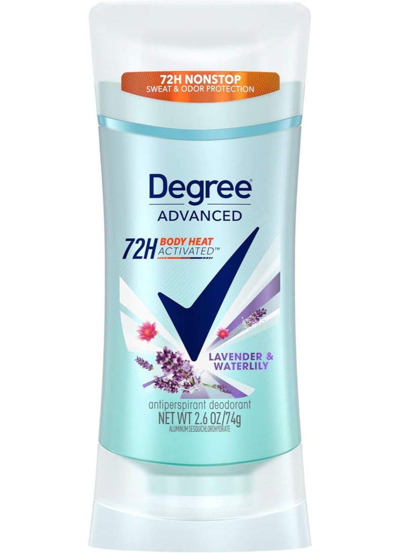 Degree Advanced Protection Antiperspirant Deodorant Lavender & Waterlily for 72-Hour Sweat & Odor Control for Women, with Body Heat Activated Technology, 74 gm - Image 1
