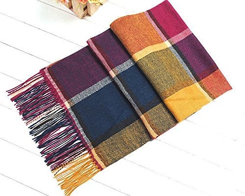 Wander Agio Womens Scarves Warm Long Gird Shawl Wraps Wool Spinning Large Scarf Colours - Image 4