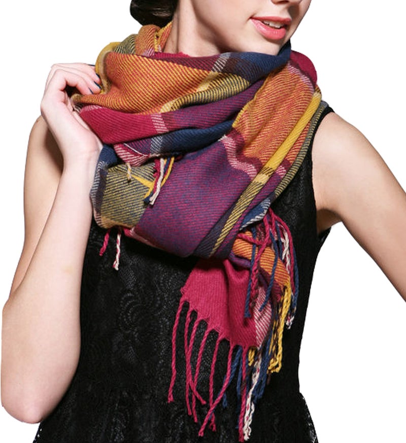 Wander Agio Womens Scarves Warm Long Gird Shawl Wraps Wool Spinning Large Scarf Colours - Image 5