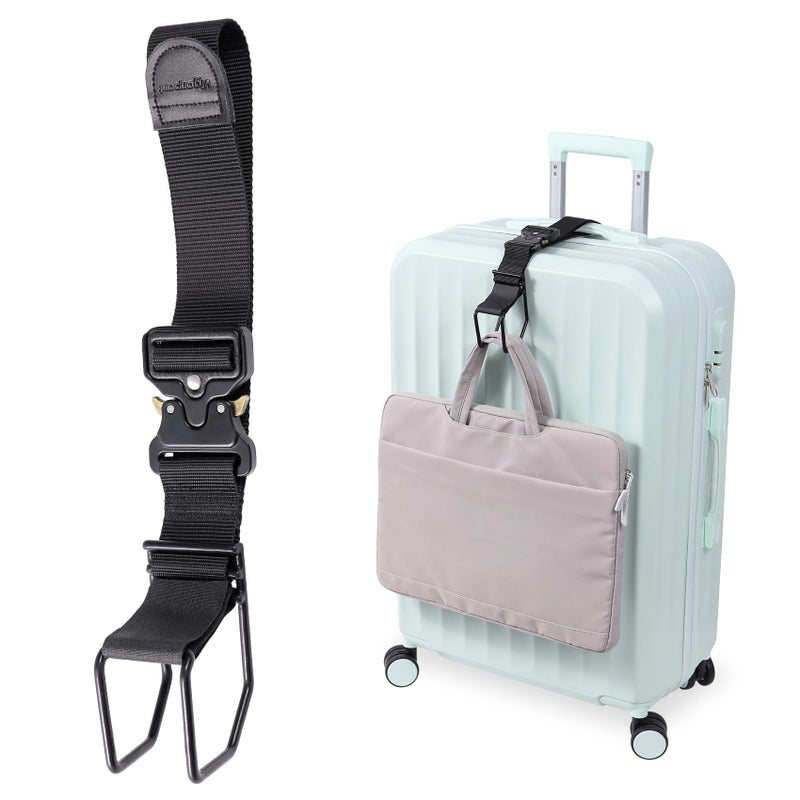 Vigorport Luggage Hook Strap, J Hook for Add a Bag Luggage, Multi Adjustment Bag Strap Hook with Hands Free (Large Size/Metal Buckle) - Image 1