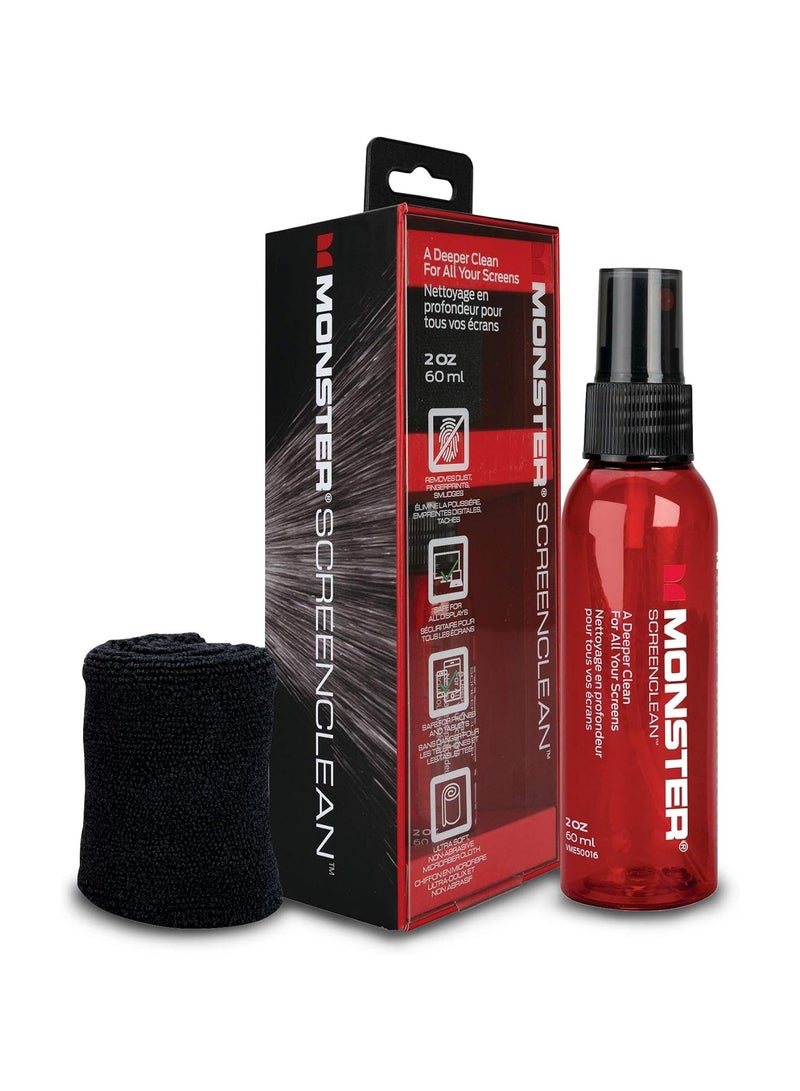 Monster Screen Clean display cleaner 200ml microfiber cloth - Image 1