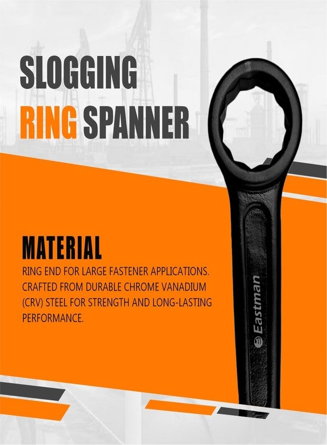 Eastman Slogging Spanners Wrench Ring End & Open End 50mm, Chrome Vanadium Steel Auto-Black Finish Wrench for Removing Very Tight Nuts and Bolts - E-2082 - Image 2
