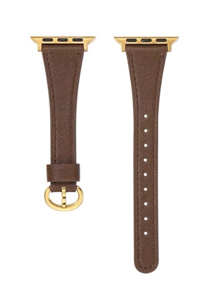 Leather Strap iwatch Replacement Strap Coffee Brown Suitable For iwatch 4/5/6/se【40mm】 - Image 1