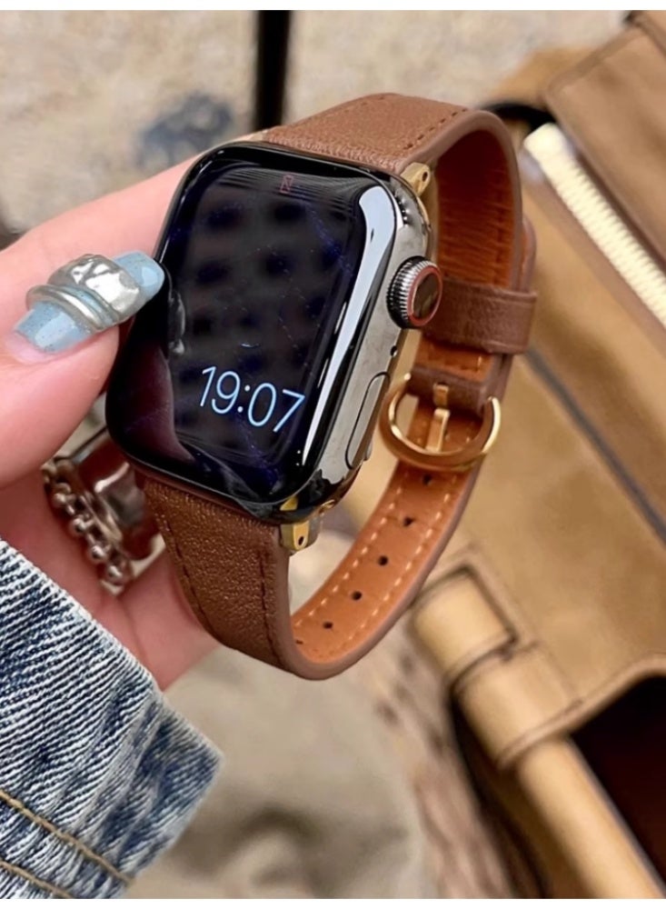 Leather Strap iwatch Replacement Strap Coffee Brown Suitable For iwatch 4/5/6/se【40mm】 - Image 5