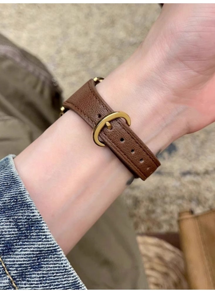 Leather Strap iwatch Replacement Strap Coffee Brown Suitable For iwatch 4/5/6/se【40mm】 - Image 3