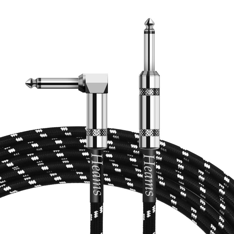 Heams Premium 10 FT Guitar Cable, 1/4 Inch Instrument Cable- Noise Free and Long-Lasting Guitar Chord- AMP Cord for Bass, Electric Guitar, Electric Mandolin, Right Angle - Image 1