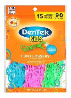 Dentek DenTek Kids Fun Flossers, Floss Picks, Removes Food & Plaque, 90 Count  - Image 1