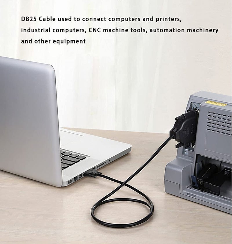 JUXINICE DB25 Male to Female Extension Cable - 3FT, 26awg Tinned Copper Wires of 25 Different Colored, Double-Shielded with Foil & Braid, D-SUB 25 Pin RS232 Serial Cable in Black - Image 5