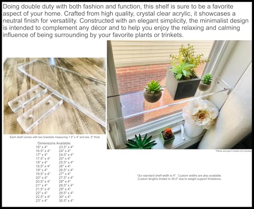 DistinctAndUnique Floating Window Shelf 22 2 Pack Crystal Clear Acrylic Floating Shelves for Plants Indoor Succulent and Trinkets Acrylic Shelf Display Window Plant Shelves for Indoor Garden - Image 3
