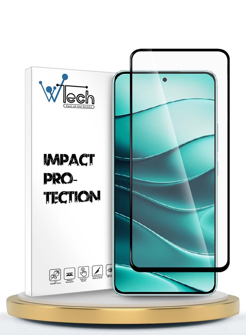 Wtech Xiaomi Redmi Note 14 5G 2024 Premium E2E Series Full Glue Full Cover Tempered Glass Screen Protector - Clear/Black - Image 1