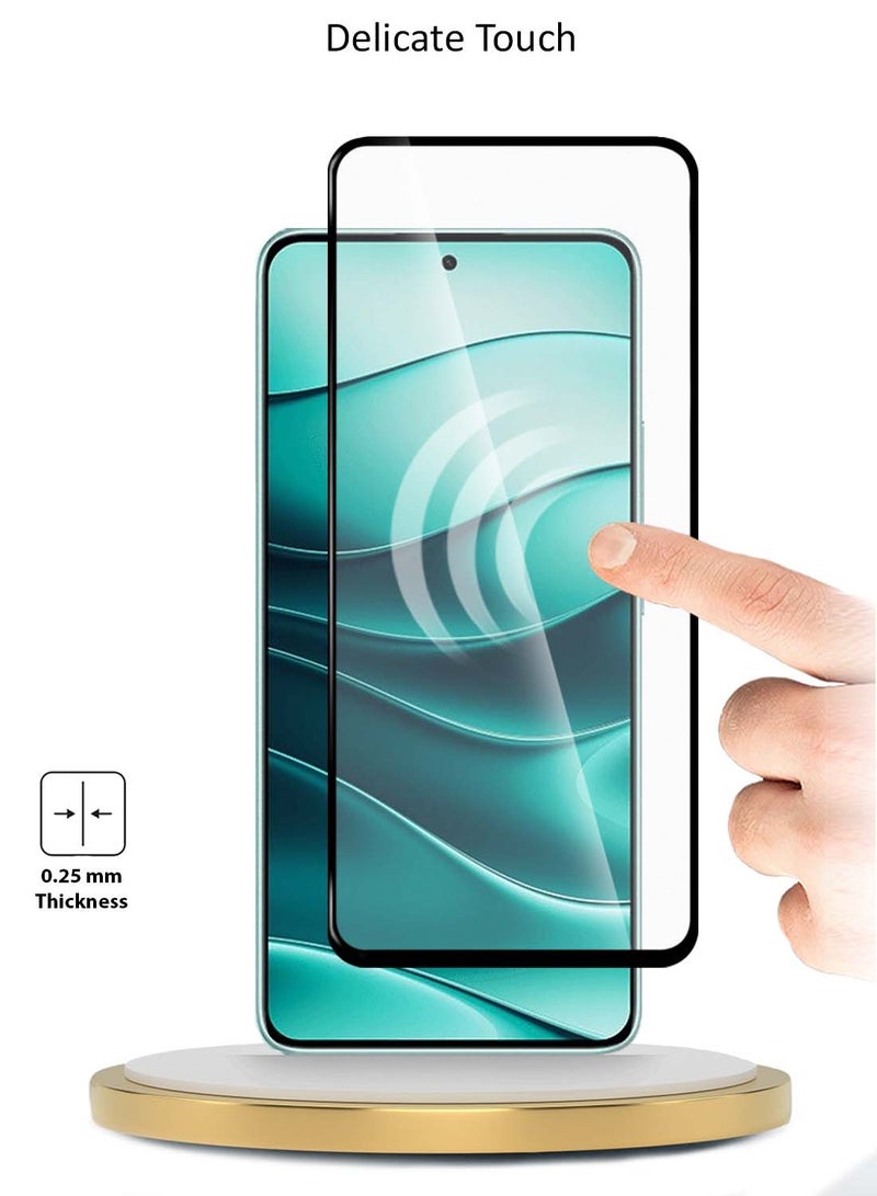 Wtech Xiaomi Redmi Note 14 5G 2024 Premium E2E Series Full Glue Full Cover Tempered Glass Screen Protector - Clear/Black - Image 4
