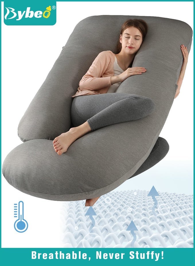PREGNANCY PILLOW WITH COOLING COVER, MATERNITY PILLOWS FOR SLEEPING, U-SHAPED BODY SUPPORT FOR BACK, HIPS, LEGS, BELLY,A MUST HAVE FOR PREGNANT WOMEN