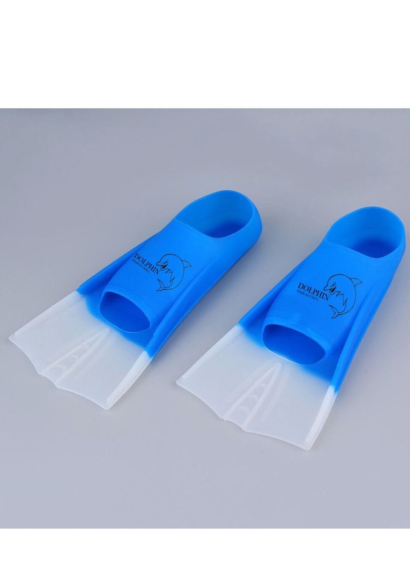 Dolphin Silicone Swim Training Short Fins, Blue/White, Size XL (42-44)  - Image 2