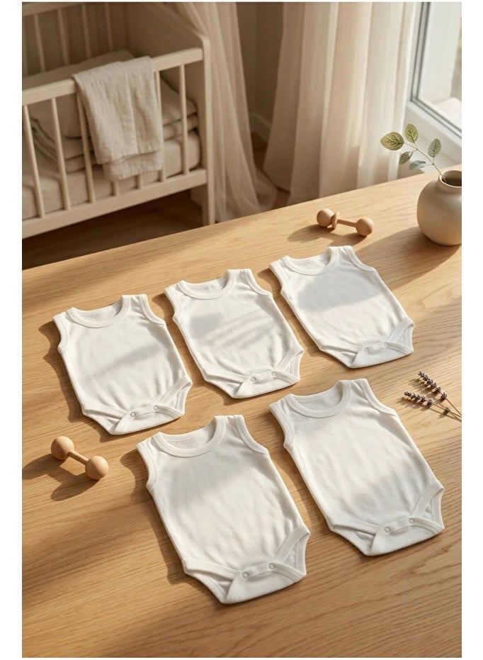 100% Cotton 5-Pack White Sleeveless Body - Image 1