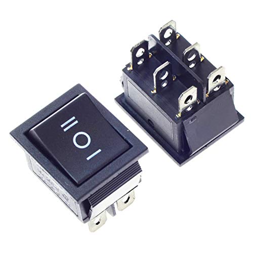 QTEATAK 2Pcs DPDT 6 Pins 3 Position ON/Off/ON Black Rocker Toggle Switch for Car and Boat AC 20A/125V 16A/250V KCD4 - Image 1