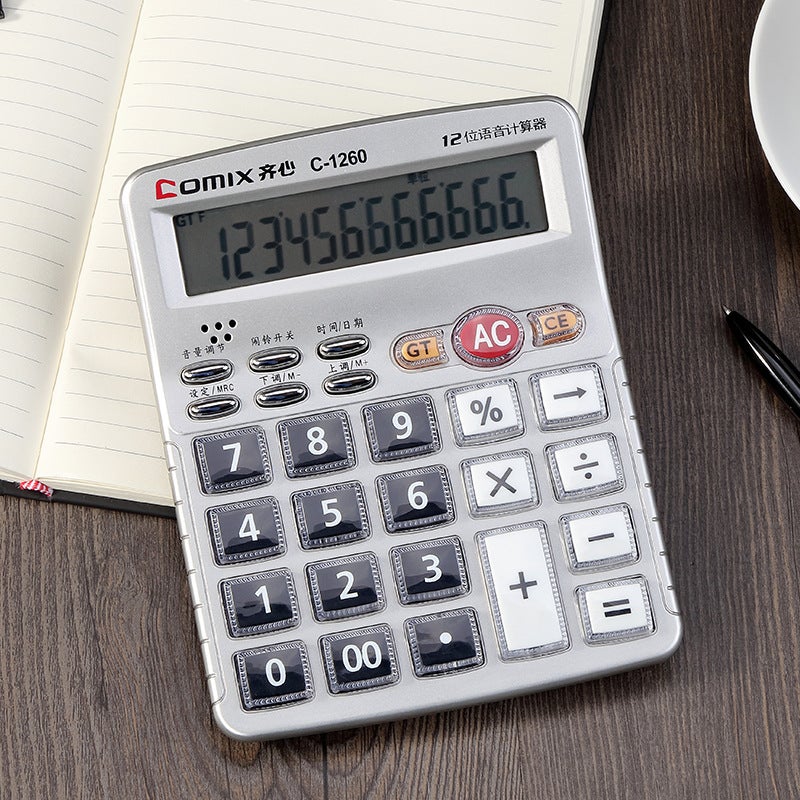 Qixin Office Student Exam Special Voice Calculator 12-Bit Computer Office Supplies C-1260 - Image 3