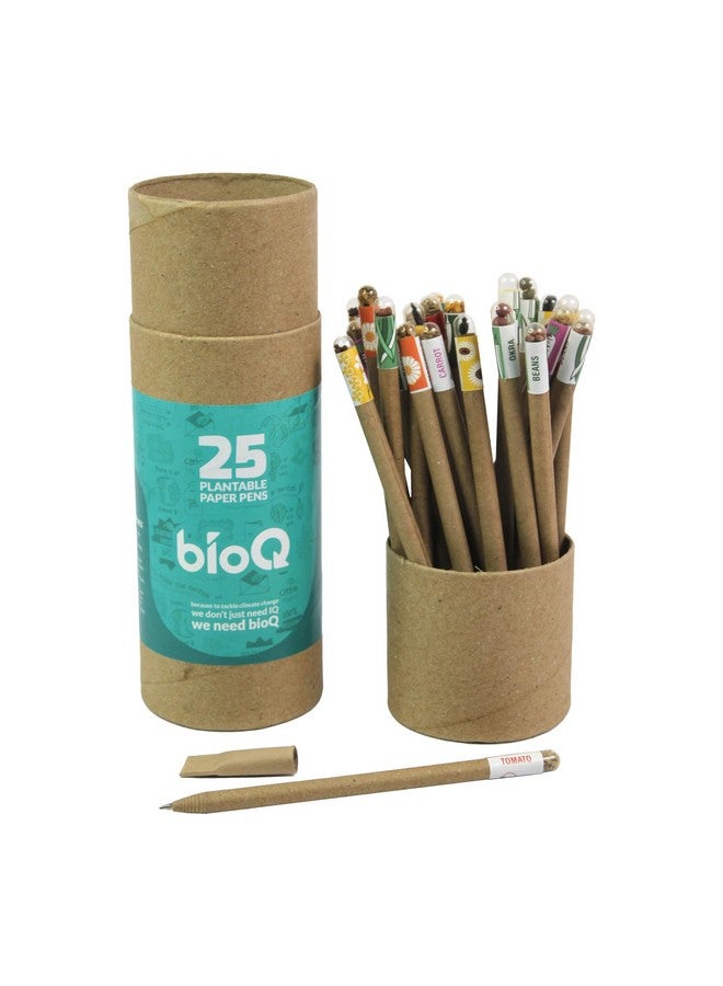 bioQ Box Of 25 Plantable Seed Pens|Eco Friendly Box For Offices|Recycled Paper Bulk Packaging|Grow Plants From Pens|100% Bio-Degradable Pen Body,Blue - Image 1