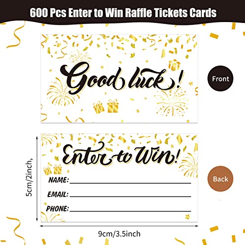 ABURRORI 600 Pcs Enter to Win Raffle Tickets Cards 3.5 x 2 Inch Golden Sunday Ticket Entry Form Cards for Contest, Auction, Raffles, Ballot Box with Space for Name, Email Address Phone Number Fields (600) - Image 2