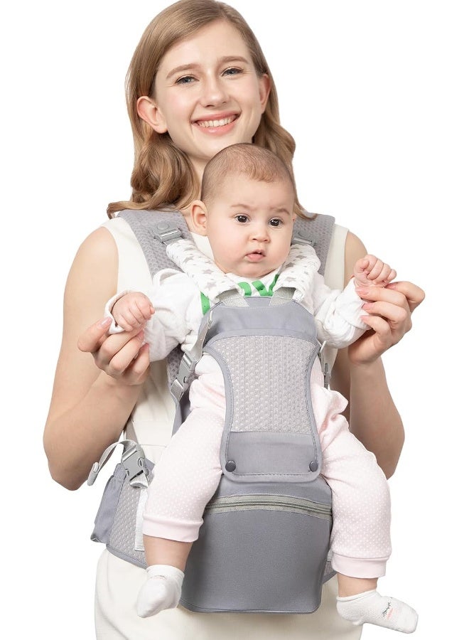 fisca Baby Carrier with Hip Seat for Newborn to Toddler, 6-in-1 Ergonomic Infant Carrier - Image 1