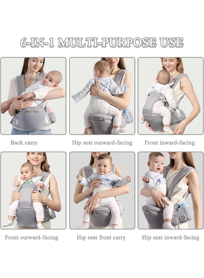 fisca Baby Carrier with Hip Seat for Newborn to Toddler, 6-in-1 Ergonomic Infant Carrier - Image 2