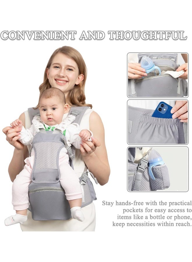 fisca Baby Carrier with Hip Seat for Newborn to Toddler, 6-in-1 Ergonomic Infant Carrier - Image 5