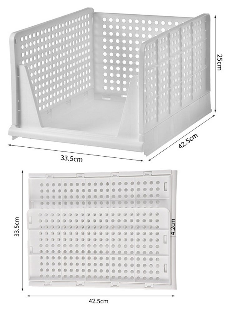 CityRiya-Long Foldable Storage Box Storage Bins 4 Pack Stackable Closet Organizers Wardrobe Clothes Organizer Large Drawer Shelf Storage Basket Plastic Folding Containers Cubes  - Image 5