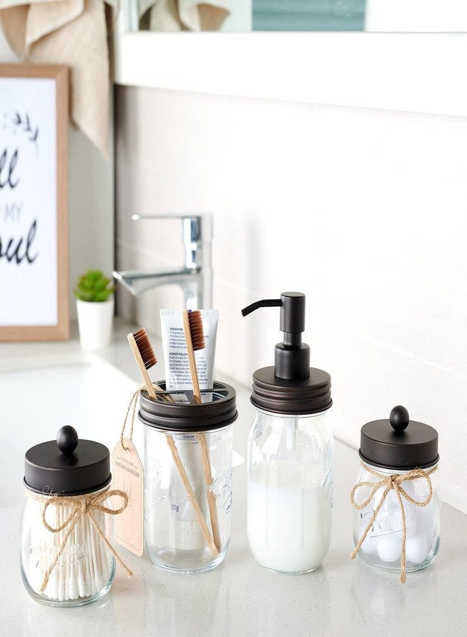 Amolliar Mason Jar Toothbrush Holder- Rustproof Stainless Steel - Holds 2 Toothbrushes and Toothpaste,with Chalkboard Labels - Farmhouse Décor Bathroom Countertop and Vanity Storage Organizer,Bronze - Image 3