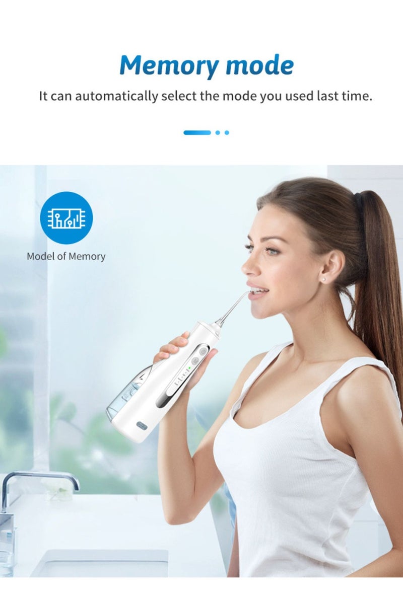 Reva Cordless Rechargeable Water Flosser – Portable IPX7 Waterproof Oral Irrigator With 360° Rotating Nozzle, 4 Modes, 4 Jet Tips & 300ml Tank – Ideal For Braces & Dental Care (White)  - Image 5