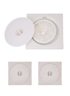 LAWAZIM Plastic Floor Drain Set of 3 -15x15cm Square Drain Cover with Strainer -Waterproof Anti-Clog Design for Bathrooms Kitchens Outdoor Use -Easy Installation and Maintenance for Home Improvement  - Image 1