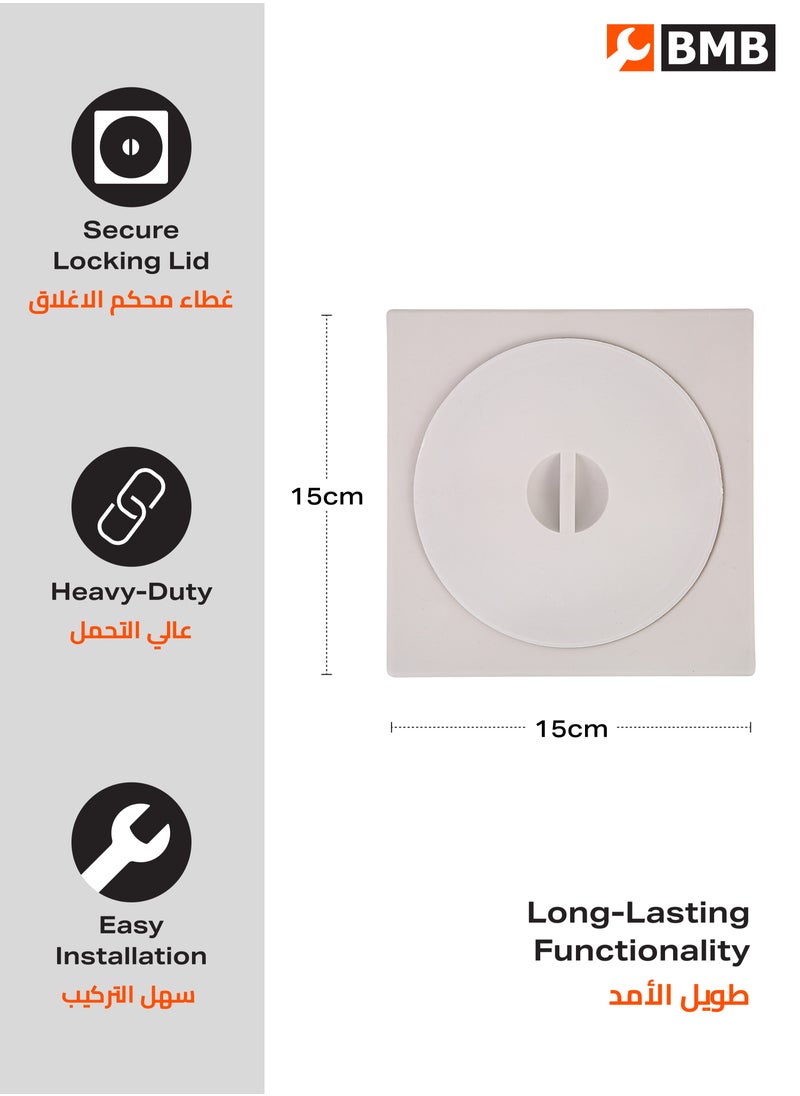 لوازم مجموعة مصارف أرضية من البلاستيك - 3 قطع - غطاء صرف مربع 15x15 سم مع مصفاة - تصميم مانع للانسداد ومقاوم للماء للاستخدام في الحمامات والمطابخ والهواء الطلق - تركيب وصيانة سهلة لتحسين المنزل  - Image 2