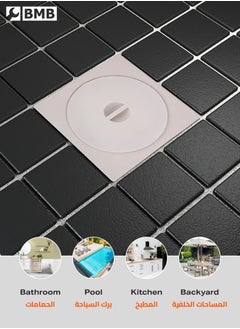 LAWAZIM Plastic Floor Drain Set of 3 -15x15cm Square Drain Cover with Strainer -Waterproof Anti-Clog Design for Bathrooms Kitchens Outdoor Use -Easy Installation and Maintenance for Home Improvement  - Image 5