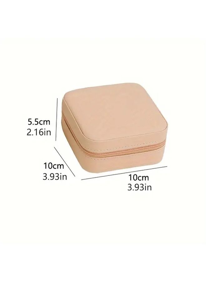 White Faux Leather Jewelry Organizer Box With Necklace Hooks 4 Compartments Portable For Travel - Image 3