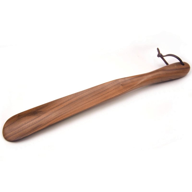 Bamber Wooden Shoe Horn Wood Shoehorn with Handle for Seniors Women Men Kids 177 Long Black Walnut