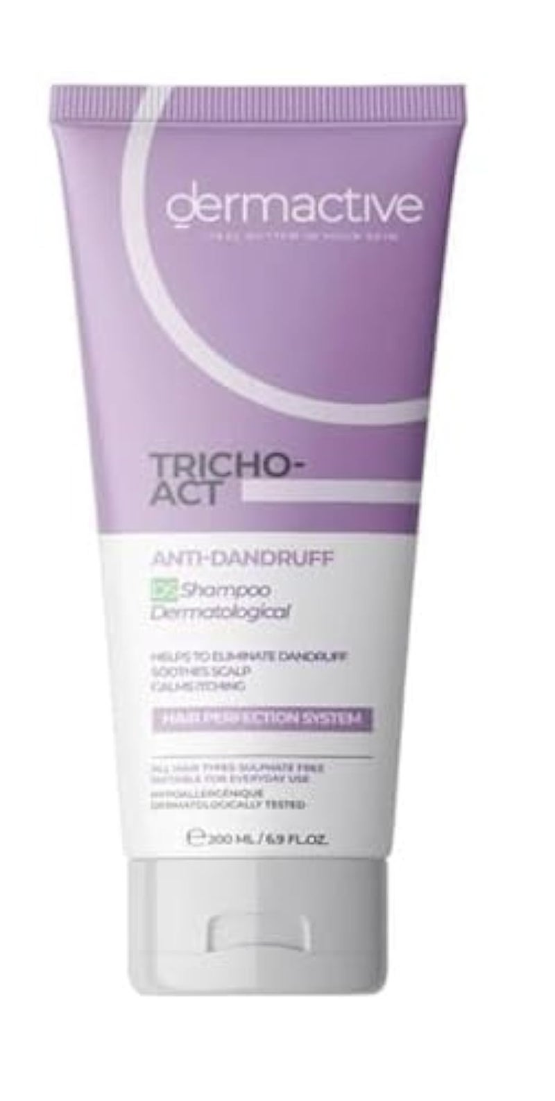 DERMACTIVE Tricho-Act Anti-Dandruff Shampoo DS – 200 ml Effective Dandruff Control, Soothes & Strengthens Scalp, Gentle Cleansing All Hair Types, Fragrance-Free, Daily Use, Hair Perfection System - Image 1