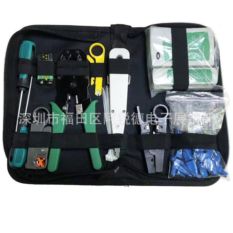 Network Cable Pliers Set Crystal Head Crimping Pliers Network Cable Stripping Tester Home Combination Network Wiring Tool Set - Image 1