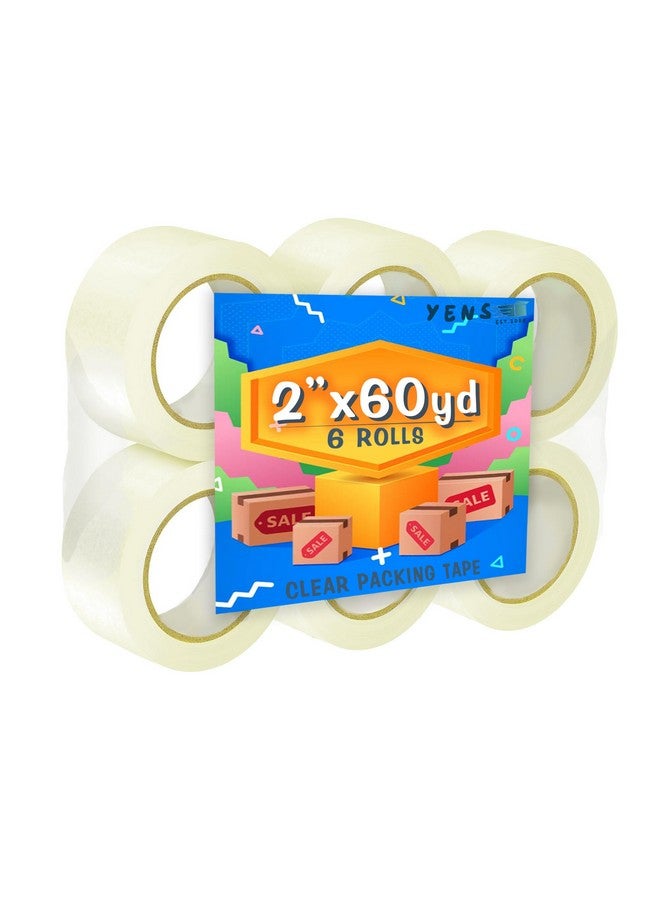 Yens 6 Rolls 2 Inch 60 Yards Clear Tape Box Carton Clear Sealing Packing Packaging Tape 2 X 60 Yards Clear 6Rolls 2 Inch Tape - Image 1