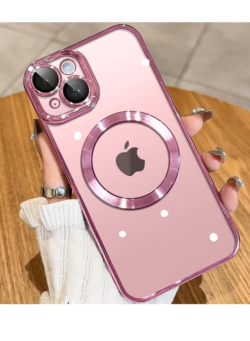 MUNTAQI حافظة آيفون 15 مع حماية مدمجة لعدسة الكاميرا [مغناطيس TOP N56] [حماية من السقوط بمعيار عسكري] لحافظة آيفون 15 ماغسيف للنساء والرجال 6.1" وردي - Image 1