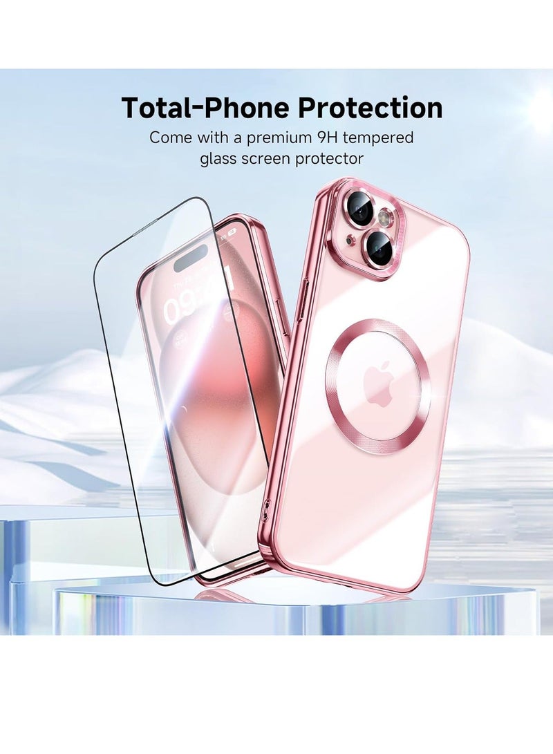 MUNTAQI حافظة آيفون 15 مع حماية مدمجة لعدسة الكاميرا [مغناطيس TOP N56] [حماية من السقوط بمعيار عسكري] لحافظة آيفون 15 ماغسيف للنساء والرجال 6.1" وردي - Image 2