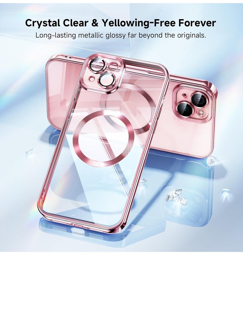 MUNTAQI حافظة آيفون 15 مع حماية مدمجة لعدسة الكاميرا [مغناطيس TOP N56] [حماية من السقوط بمعيار عسكري] لحافظة آيفون 15 ماغسيف للنساء والرجال 6.1" وردي - Image 5