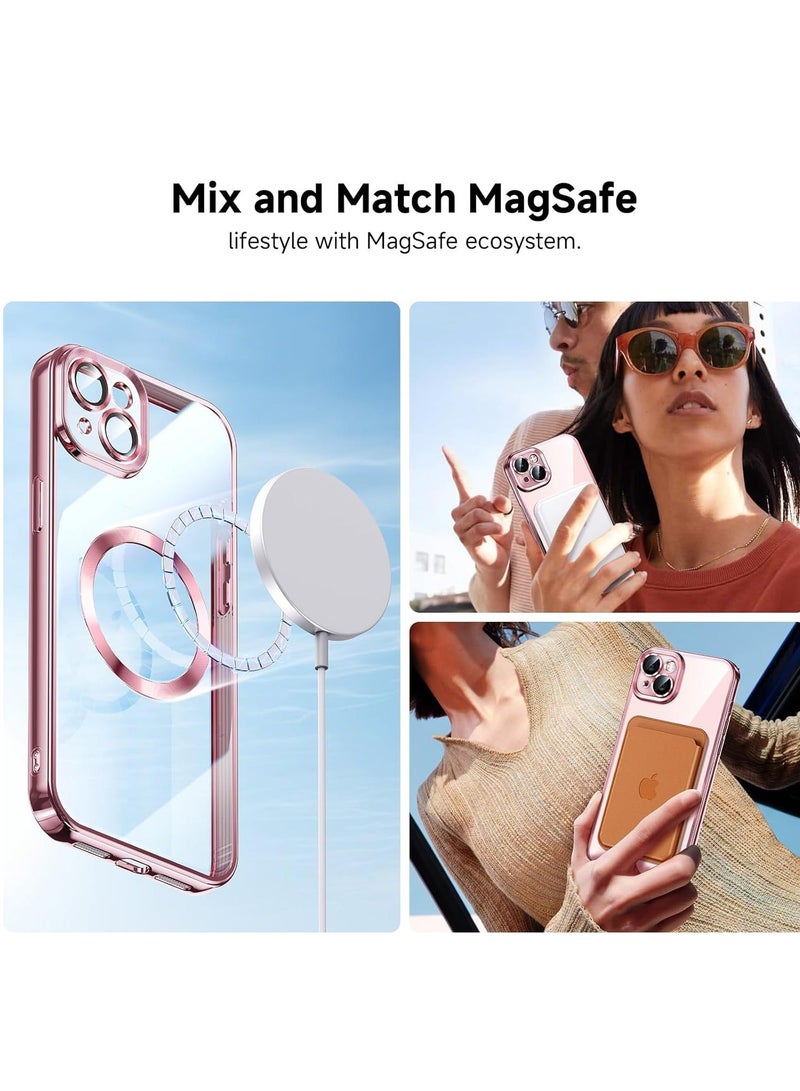MUNTAQI حافظة آيفون 15 مع حماية مدمجة لعدسة الكاميرا [مغناطيس TOP N56] [حماية من السقوط بمعيار عسكري] لحافظة آيفون 15 ماغسيف للنساء والرجال 6.1" وردي - Image 4