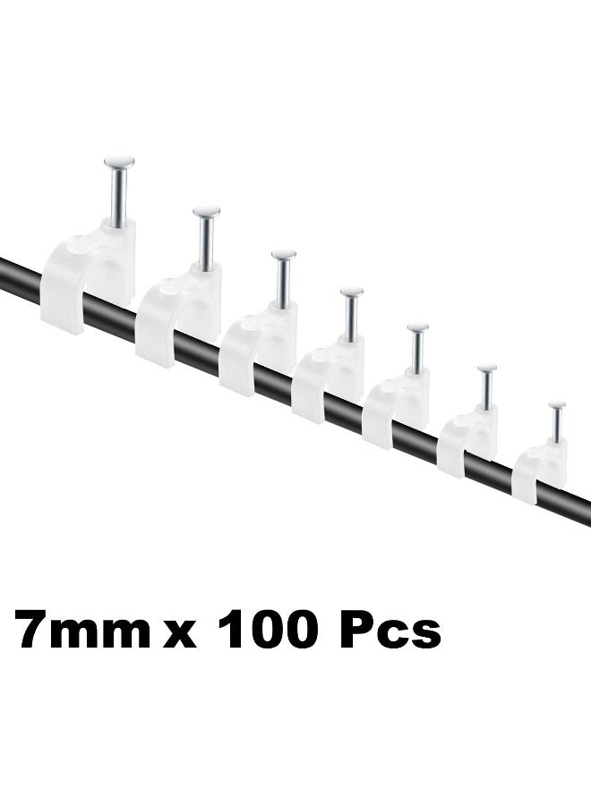 Royal Apex Electrical Cable Wire Round Clips, Steel Nails Tacks Holder For Organizing Electric Wires Cables Lines - White (7Mm - 100Pcs) - Image 2