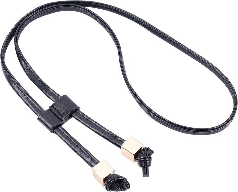 klarako PU Leather Bag Drawstring, 48 inch/122cm Pull String Strap for Bucket Bag Slide String Keeper Detachable Drawstring Bunches Pocket Accessories for Satchel Boho Bag Crossbody Bag (Black) - Image 1